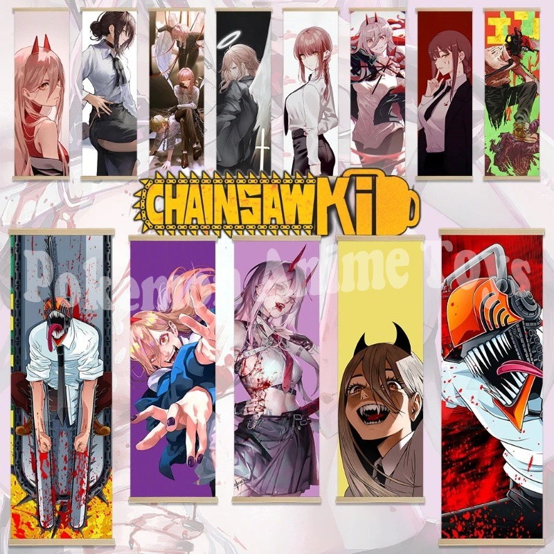 Woodworking Room - Chainsaw Man Anime Plakat Drewniana ramka